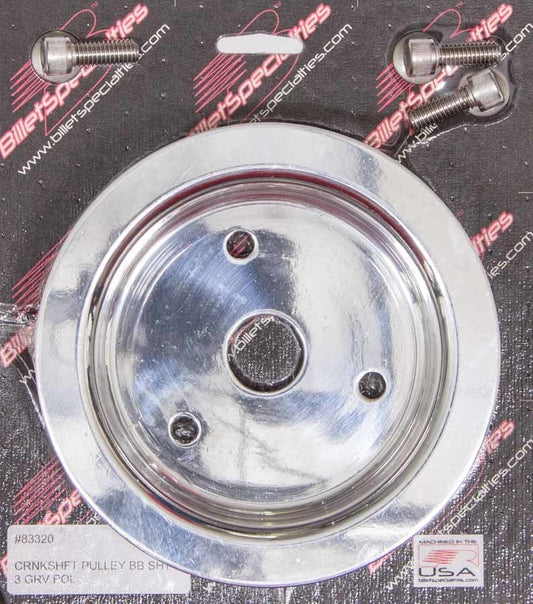 Polished BBC 3 Groove Lower Pulley - Billet Specialties | Evolution Auto Retroworks