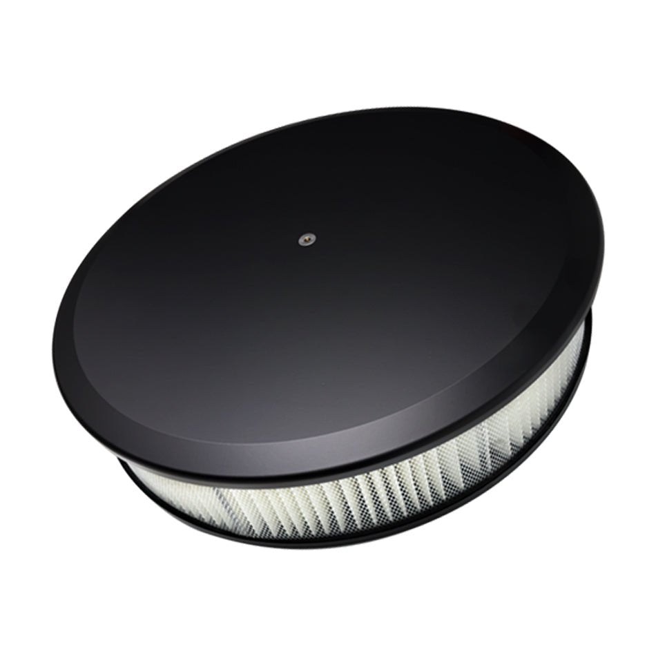 Air Cleaner 14in Round Plain Black - Billet Specialties | Evolution Auto Retroworks