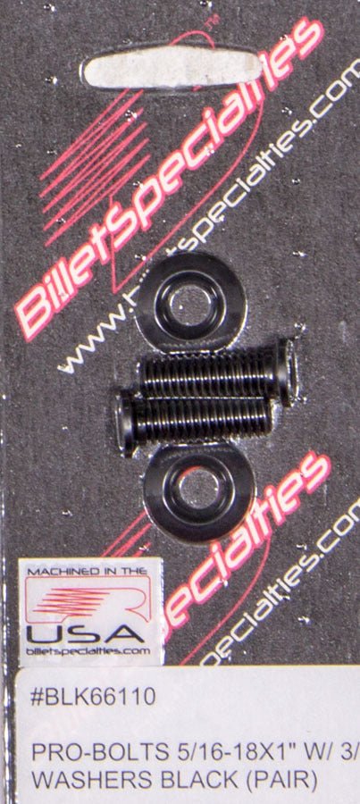 5/16 - 18 X 1in SS Bolts Black Pair - Billet Specialties | Evolution Auto Retroworks