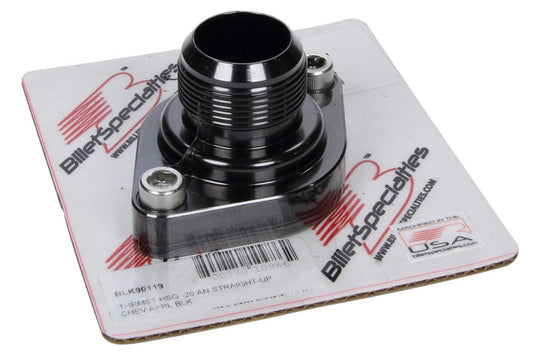 Thermostat Housing - 20AN Straight Up Chevy Black - Billet Specialties | Evolution Auto Retroworks