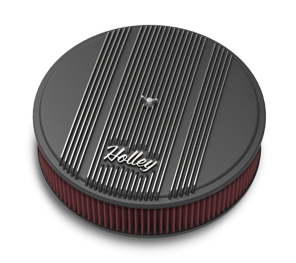 14x3 Die Cast Finned Alm Air Cleaner Black - Holley | Evolution Auto Retroworks