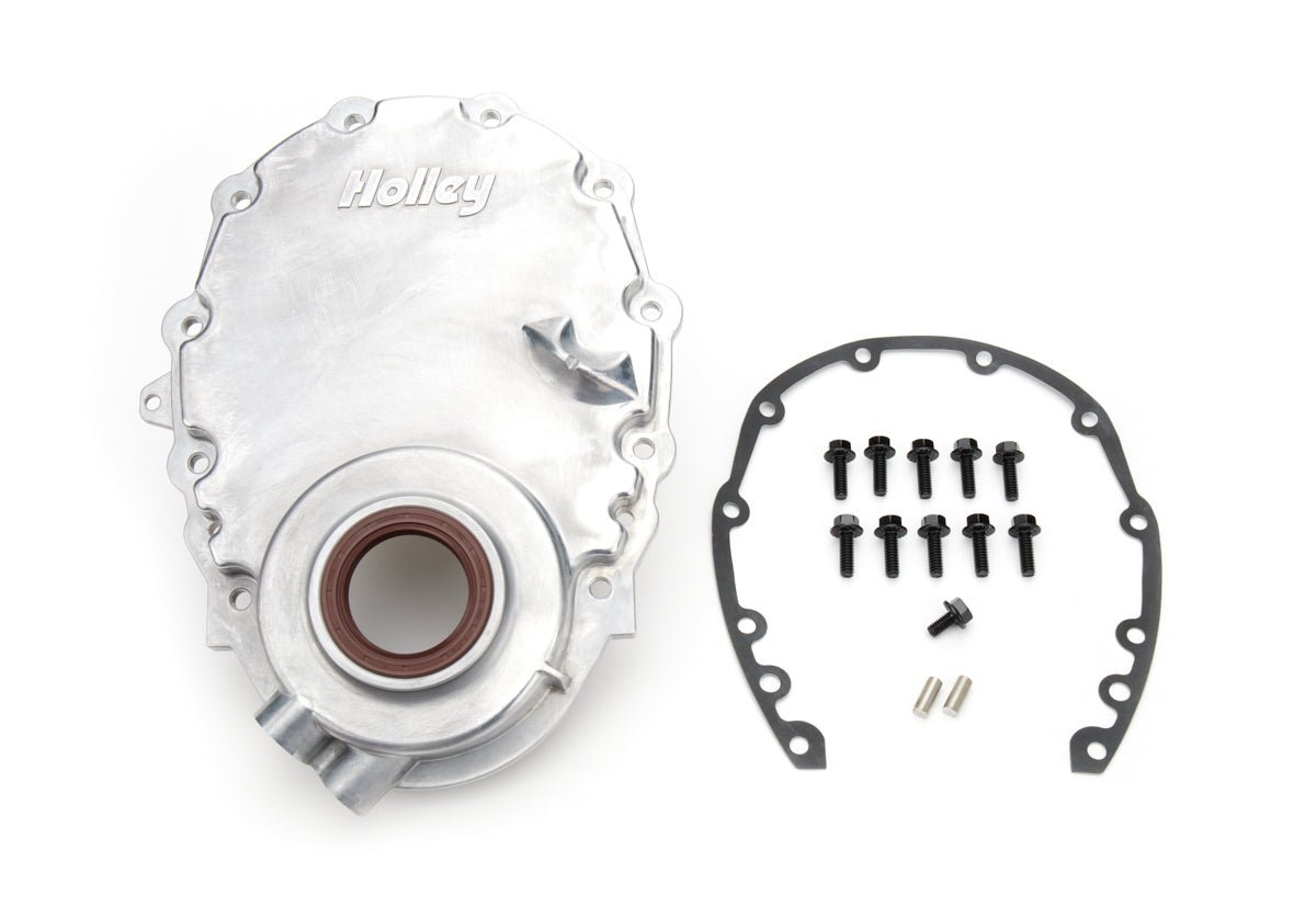 SBC Vortec Alm Timing Cover w/Crank Senspr - Holley | Evolution Auto Retroworks