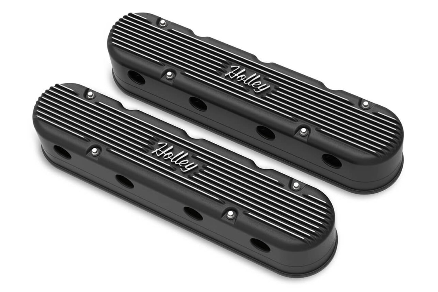 2 - Piece Cast Alm GM LS Valve Cover Set - Black - Holley | Evolution Auto Retroworks