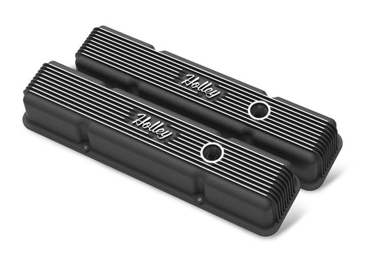 SBC Holley Die Cast Alm Valve Cover Set Black - Holley | Evolution Auto Retroworks