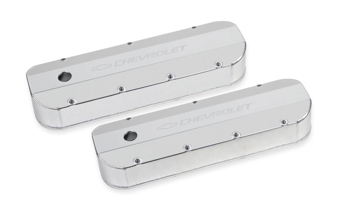 BBC Billet Rail Fab. Alm Valve Covers w/.125 Hole - Holley | Evolution Auto Retroworks
