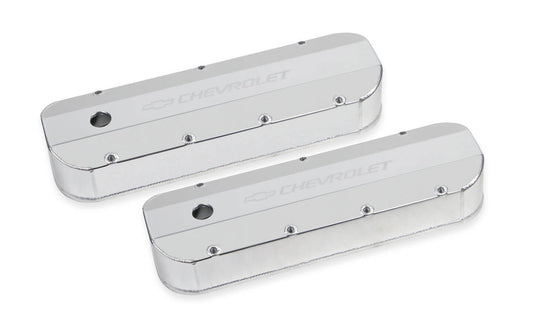 BBC Billet Rail Fab. Alm Valve Covers w/.125 Hole - Holley | Evolution Auto Retroworks