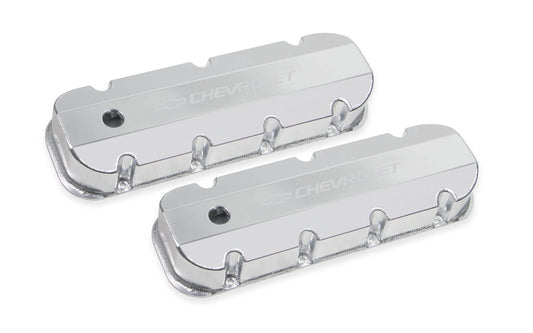 BBC Billet Rail Fab. Alm Valve Covers w/.125 Hole - Holley | Evolution Auto Retroworks