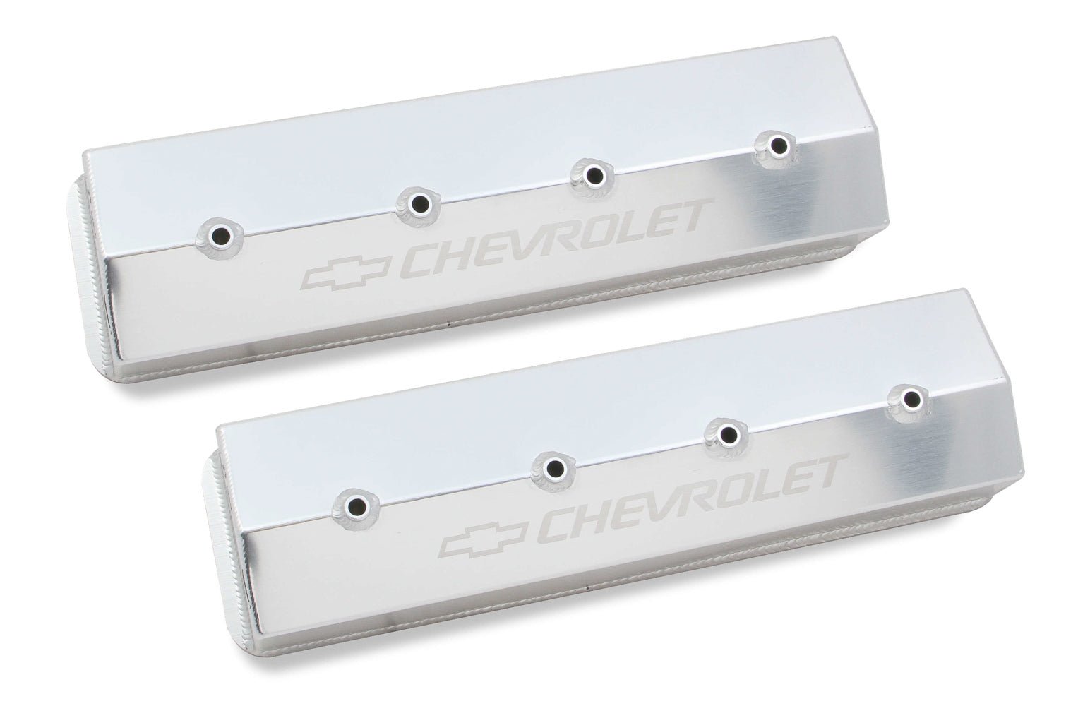SBC Billet Rail Fab. Alm Valve Covers wo/Hole - Holley | Evolution Auto Retroworks