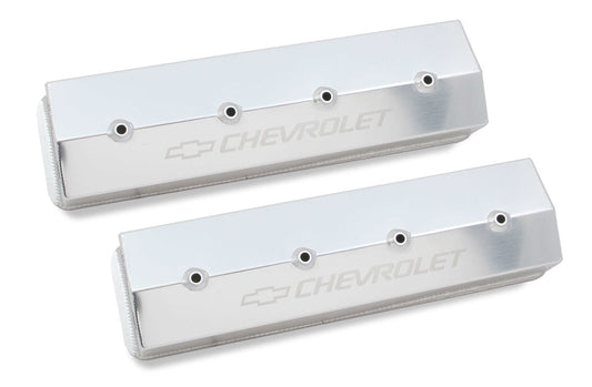 SBC Billet Rail Fab. Alm Valve Covers wo/Hole - Holley | Evolution Auto Retroworks