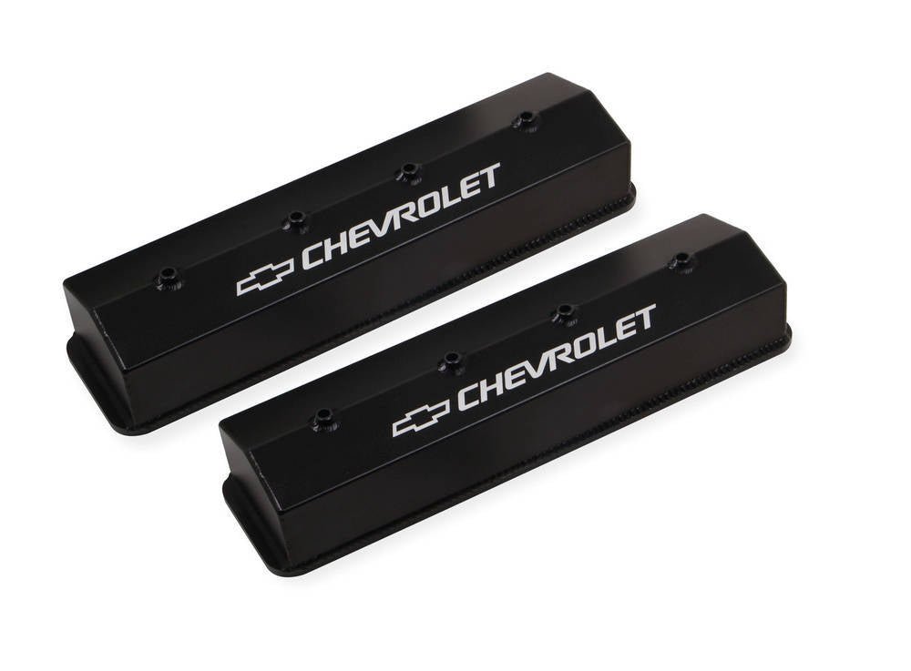 SBC Billet Rail Fab. Alm Valve Covers wo/Hole - Holley | Evolution Auto Retroworks