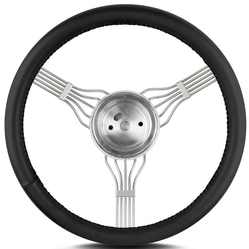 Steering Wheel Newstalgi c Banjo Pol. w/Blk Wrap - Lecarra | Evolution Auto Retroworks