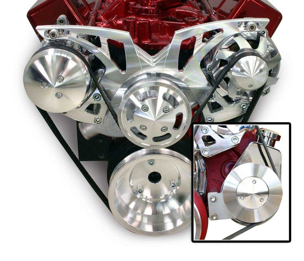 SBC Style Track Pulley Set w/Power Steering - March Performance | Evolution Auto Retroworks