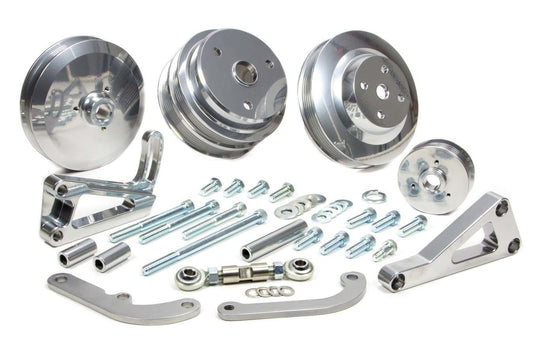 SBC Serpentine Conv Low Cost Custom Silver Kit - March Performance | Evolution Auto Retroworks