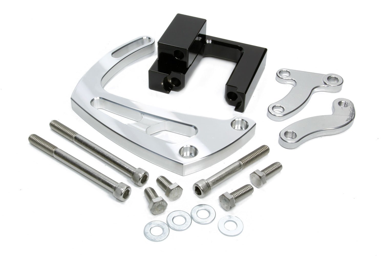 Chevy BB Power Steering Braket clear powder coat - March Performance | Evolution Auto Retroworks