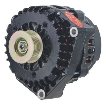 220amp Alternator GM AD 244 Style w/Black Finish - Power Master | Evolution Auto Retroworks