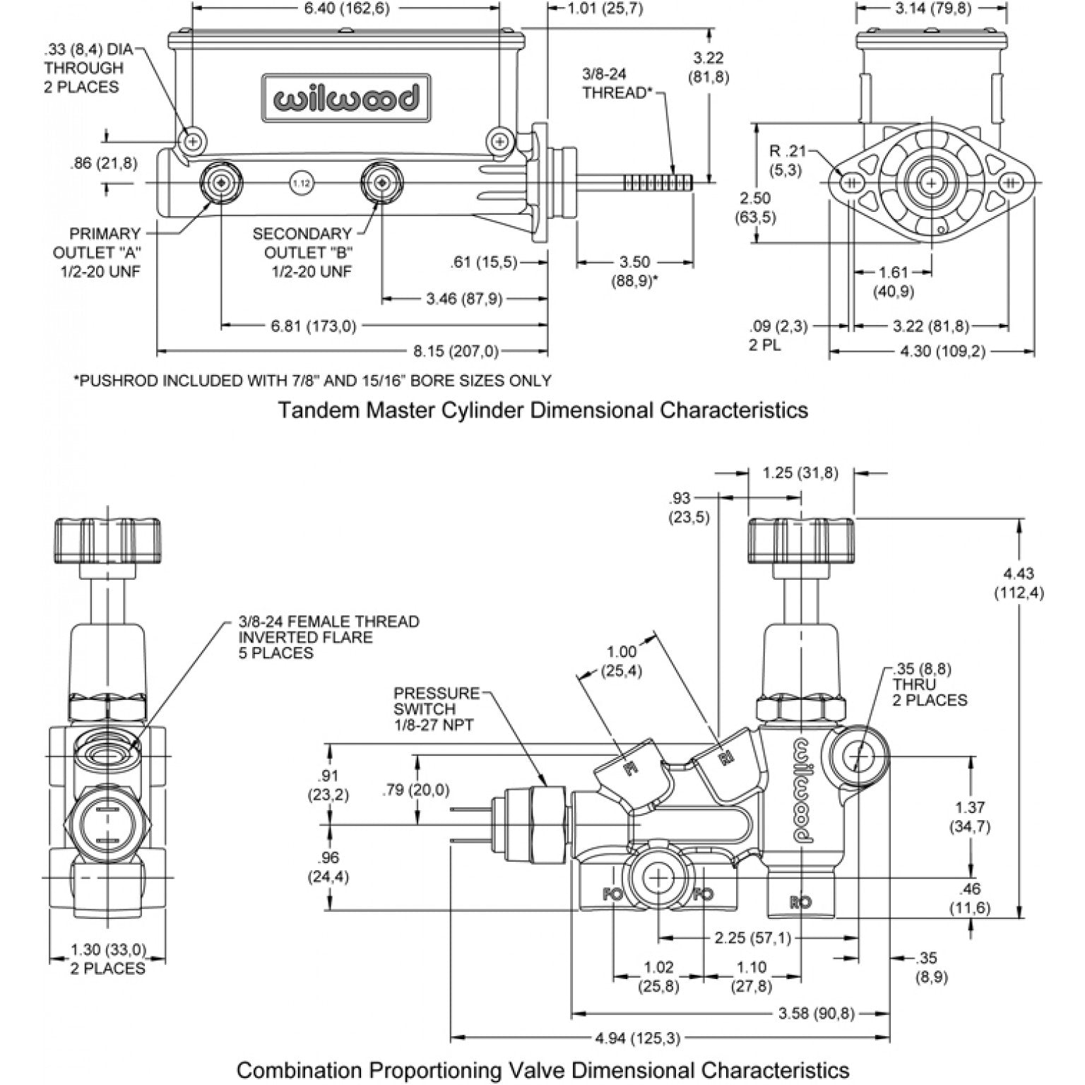 Wilwood Tandem Aluminum Master Cylinder w/ Proportioning Valve - Wilwood | Evolution Auto Retroworks